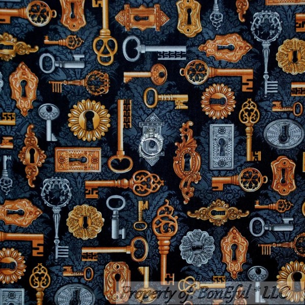 Robert Kaufman Fabrics BonEful FABRIC FQ Cotton Quilt VTG Black