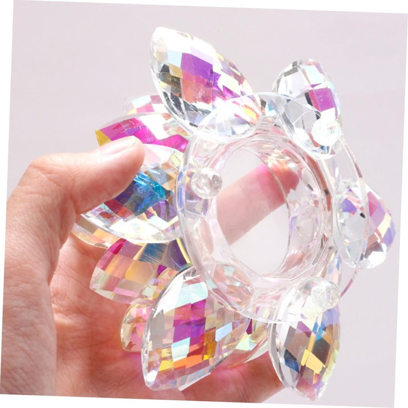 VICASKY Elegant Crystal Nail Art Wash Cup with Lid Lotus