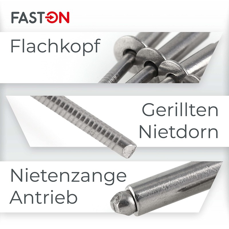 FASTON Blind Rivets 4.0 x 16 mm with Flat Head