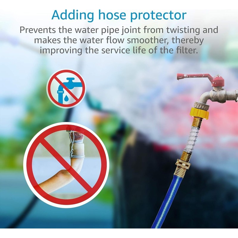 AQUA CREST Inline Water Filter,for Car Washing,with Flexible Hose Protector