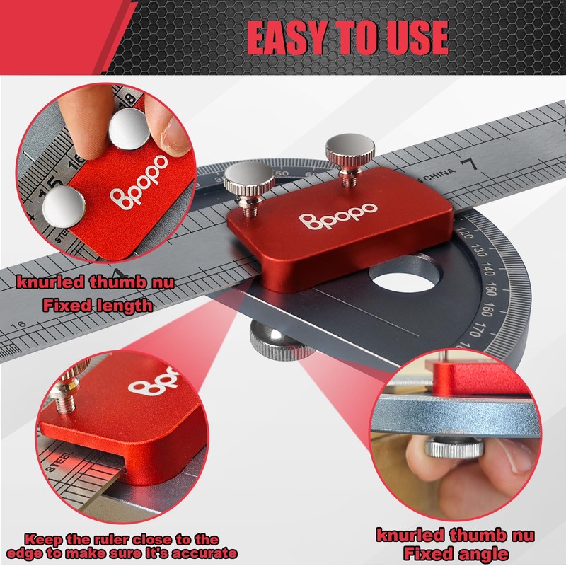 Upgrade Stainless Steel Angle Protractor– Precision 0°-180°Angle Finder for Marking