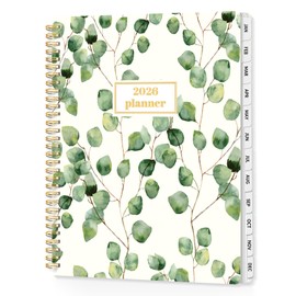SUNEE Planner 2026 Weekly and Monthly, January 2026-December 2026, 8.5"x11", Tabs, Note Pages,Spiral Binding, Eucalyptus