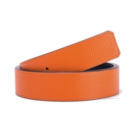 Vatee's Reversible Genuine Leather Belts For Men/Women Replacement Belt Strap Without Buckle 1.5"(38mm) Wide 43"(110cm) Long Black & Orange