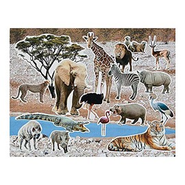 Safari Realistic Sticker Scene - 12 Pieces - Educational and Learning Activities for Kids