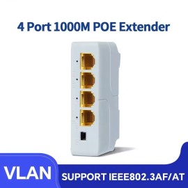 DiySecurityCameraWorld 4-Port Gigabit POE Extender Network Switch Repeater IEEE802.3af/at PoE Switch