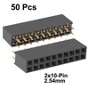sourcing map 50Pcs 2.54mm Pitch 2x10-Pin Double Row Straight Connector