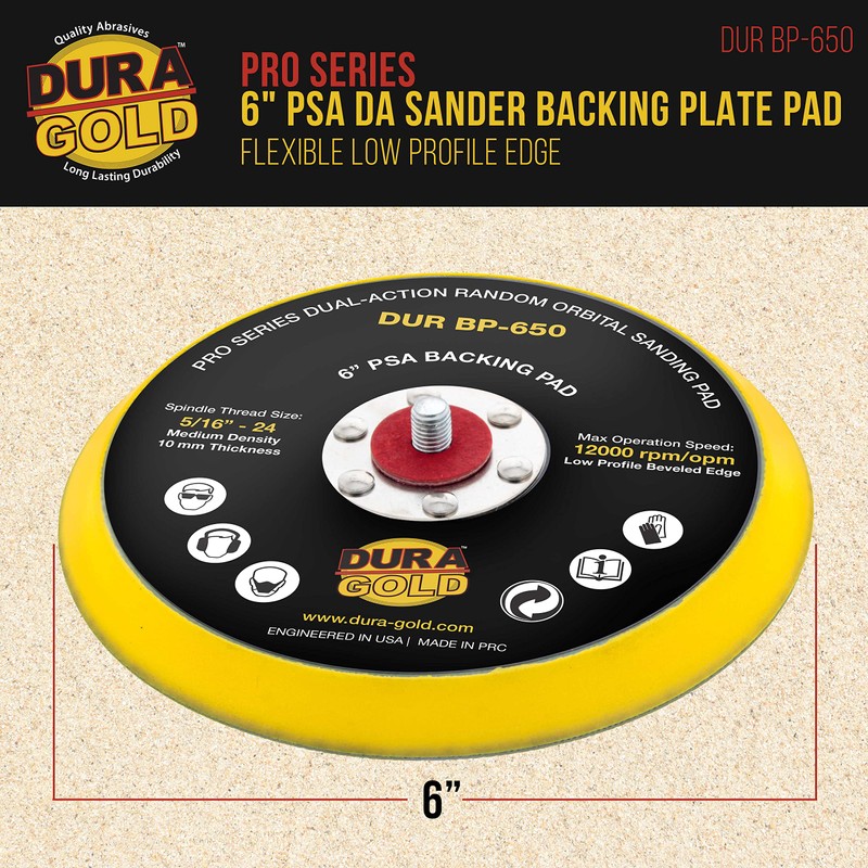 Dura-Gold Pro Series 6" PSA DA Sander Backing Plate Pad