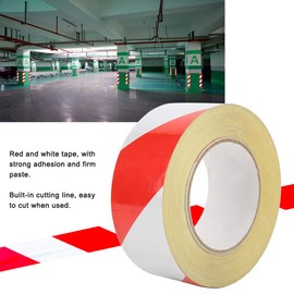 TEUOPIOE Warning Tape Hazard Tape Safety Warning Red White Stripe PVC Self Adhesive Caution Tape for Floor Marking Wall Pipes and Equipment Marking 50mm x 46m