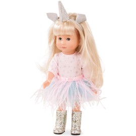 Götz 1813032 Just Like me - Mia als Einhorn Puppe - 27 cm große Stehpuppe mit extra Langen blonden Haaren, blauen Schlafaugen in einem 7-teiligen Set