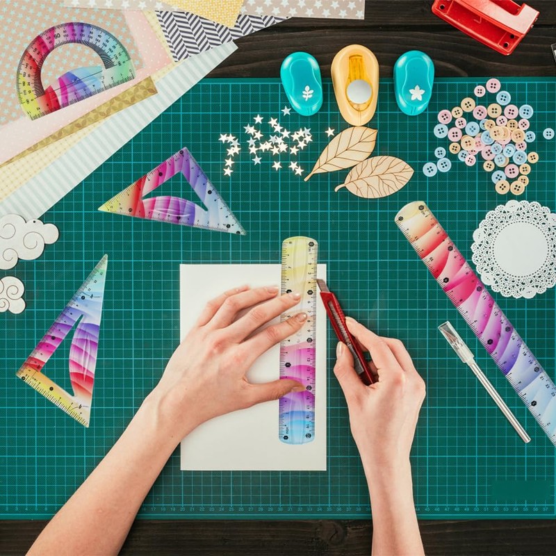 SacJkt Flexibles Lineal Set, Geometrie Set, 5 Stück Bunt Flexibles