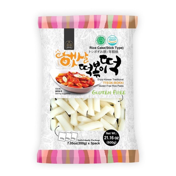 Korean Rice Cake Tteokbokki Stick – 1 Pack (3 Individual Package X 3 Pack) Vegan, Non-GMO, Gluten Free, Halal,Tteok Rice Cakes Food Pasta 21.16 oz Per Pack