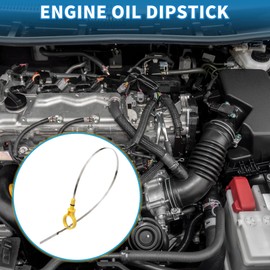 A ABSOPRO Engine Oil Dipstick No.CM5E6750BB Oil Level Dip Stick Double Hole Indicator for Ford Focus 2.0L 2012-2017 Plastic Metal Yellow Silver Tone