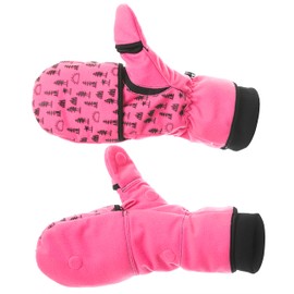 DOING SOMETHING GREAT Flip Top Mittens for Women with Glove Liner, Waterproof with 80g Thinsulate and Grippy Silicone Palms - Blaze Pink - XL