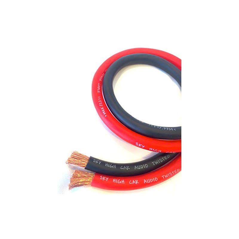 20 ft CCA 1/0 Gauge Oversized 10' RED & 10'