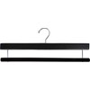 Premium Black Wood Pant Hanger with Black Velvet Non-Slip Bar