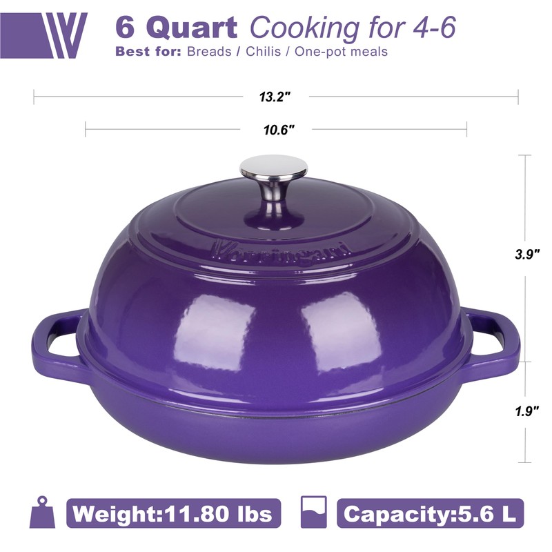VORRINGARD Enameled Cast Iron Dutch Oven Pot with Lid, Bread