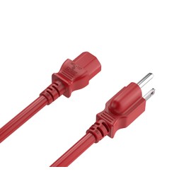CableLeader 2ft 18 AWG Universal Power Cord IEC320 C13 to NEMA 5-15P, Extension Power Cord, Compatible with Computers, Monitors, Printers & TVs, Red