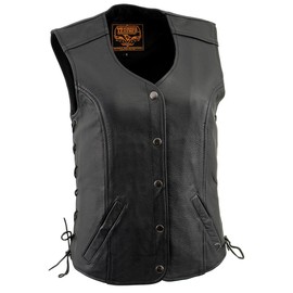 Milwaukee Leather Women's Premium Classic Leather Motorcycle Rider Vest w/Adjustable Side Laces - Large