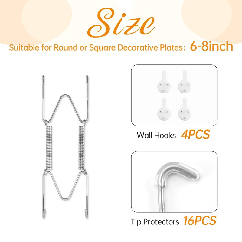 4 Pack Plate Hangers for The Wall, Suitable for 12-16