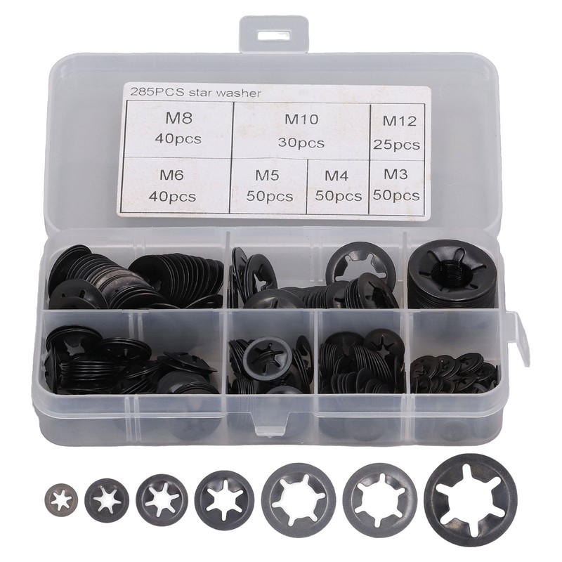 285Pcs Starlock Washer Internal Tooth Lock Fastener M3 M4 M5