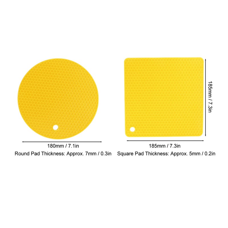 5Pcs Silicone Trivet Mat Square Round Honeycomb Hot Pad Non