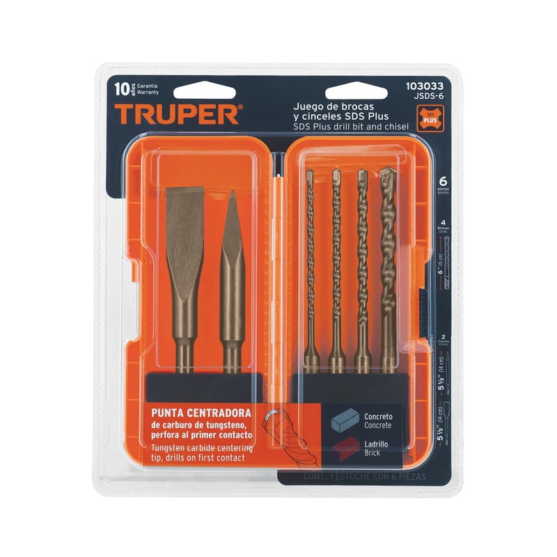 Truper JSDS-6, Juego de 6 brocas y cinceles SDS plus