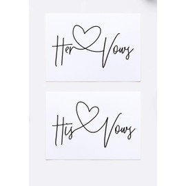 His and Hers Vows Wedding Day Vow Card Set Black and White Marriage Vow Books for Bride and Groom
