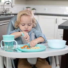 Chicco First Baby Cutlery, Neutral, Fork & Spoon, Small, Lightweight, Handy, Non-Slip Surface, 12M+, Pack of 2, 0% BPA, Grey