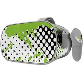 Decal Style Skin Wrap Compatible with Oculus Go Headset - Halftone Splatter Green White (Oculus NOT Included)
