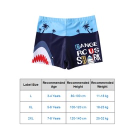 Swimming Shorts Boys Swimming Trunks Swimming Trunks Kids 3-8 Years Old Dinosaur Shark Cartoon Pattern UV Protection Shorts with Fabric Swim Cap, blue