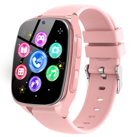 4G Children's Smartwatch - Smart Watch for Girls Boys with Phone Call, SOS, Games, Pedometer, Music, Camera, Alarm Clock, Audio Book, Children's Watch Calling for Kids 3-12 Years (Pink)