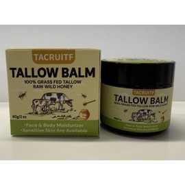 Tacruitf Beef Tallow & Honey Balm – All-Natural Moisturizer Hydrates and Nourishes the Skin, Grass-fed Beef Tallow Honey Balm blend - Ultra-Nourishing Moisturizer for Face, Body & Hands.
