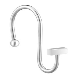 Gracelife Shower Curtain Decorative Hook Modern Square T Bar Shape Shower Hooks Hangers Rust Proof Shower Curtain Rings for Bathroom (Chrome)