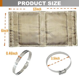 DEGEOBERLIN Titanium Pipe Heat Shield 6" x 12'' Exhaust Heat Shield Motorcycle Heat Guard Cover Wrap with 3 PCS Stainless Steel Clamps