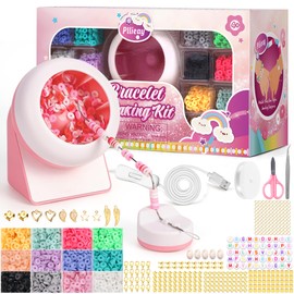 Pllieay Clay Bead Spinner Kit Electric Bead Spinner for Jewelry Making with Clay Beads Letter Beads Bracelet Making kit for Birthday Gift Christmas Gift Clay Beads Bracelet Making Kit with Gift Box ﻿
