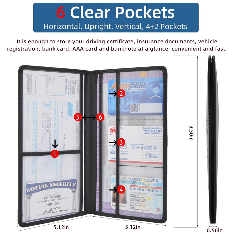 XROZRK Car Registration and Insurance Card Holder Document Wallet for