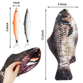 Lennos Pencil Case Fish Shaped Novelty Fish Pen Bag Fish Coin Purse Funny Pencil Case Gifts for Office Supply (Fish #1)