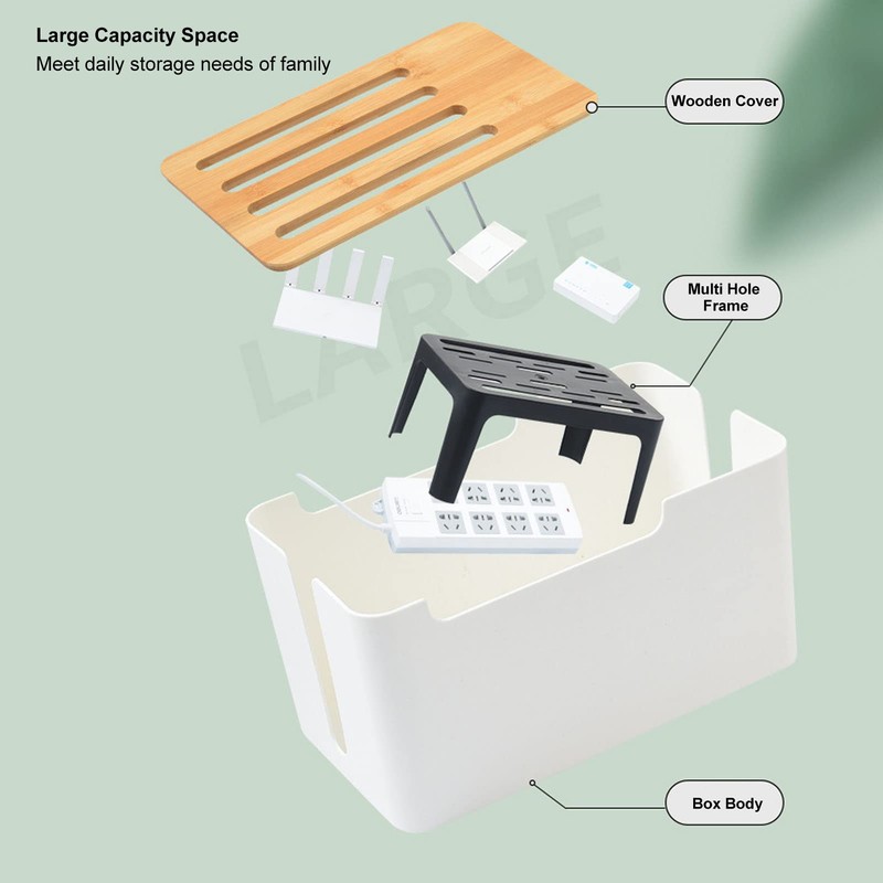 Naroote WiFi Box, Router Storage Box, Bamboo Plastic WiFi Router