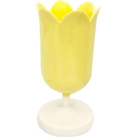 Jizlan Tulip Pen Holder for Desk, Plastic Stationery Organizer, Cute Desktop Decoration, Office School Supplies (Yellow)