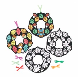 Baker Ross FE635 Fall Color in Wreaths - Pack of 10, Make Your Own Wreaths, Creative Activities for Kids, Ideal Children’s Arts and Crafts Project