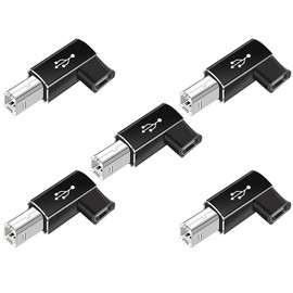 5Pack USB C Female to Printer Male Adapter, TUNGHEY USB Type C to USB B Convert Connector Support Data Sync Compatible with Printer and Piano DAC (Right Angle)