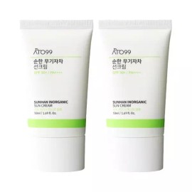 Ato99 아토99 순한 비건 무기자차 선크림 50ml 2개 SPF50+ PA++++ 톤업 미백 주름개선 기능성 자외선차단제 Ato99 Gentle Vegan Mineral Sunscreen 50ml 2pcs SPF50+ PA++++ Tone-up Whitening Anti-wrinkle Functional Sunscreen [Ato99 Mild Chemical-Free Sunscreen 50ml 2 pieces]