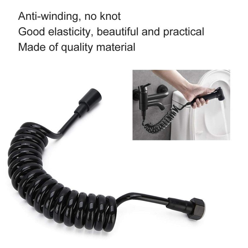 Hose Inlet Pipe 2M Shower Hose Black Flexible Shower Pipe