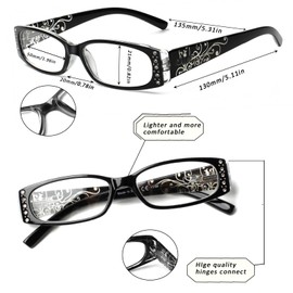 SIGVAN 5 Pack Spring Hinge Reading Glasses Rectangular Fashion Quality Readers for Men and Women (5 colors, 2.25, multiplier_x)