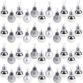Festive Fix 25 Mini Christmas Tree Baubles in Silver – 2.5cm Mini Shatterproof Decorative Hanging Ornaments Balls for Xmas | Shiny, Matte and Glitter Pendants for Christmas Holiday or Party Decor