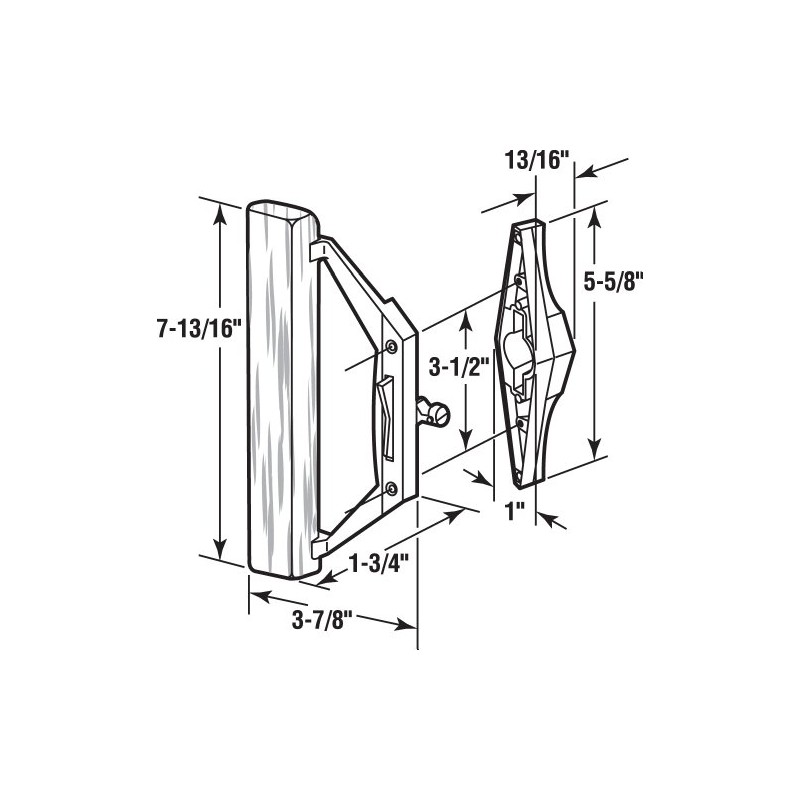 Prime-Line C 1025 Gray Diecast Sliding Door Handle with Wood