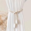 Ousuwo 4Pcs Cotton Rope Curtain Tiebacks, Adjustable Handwoven Curtain Holder