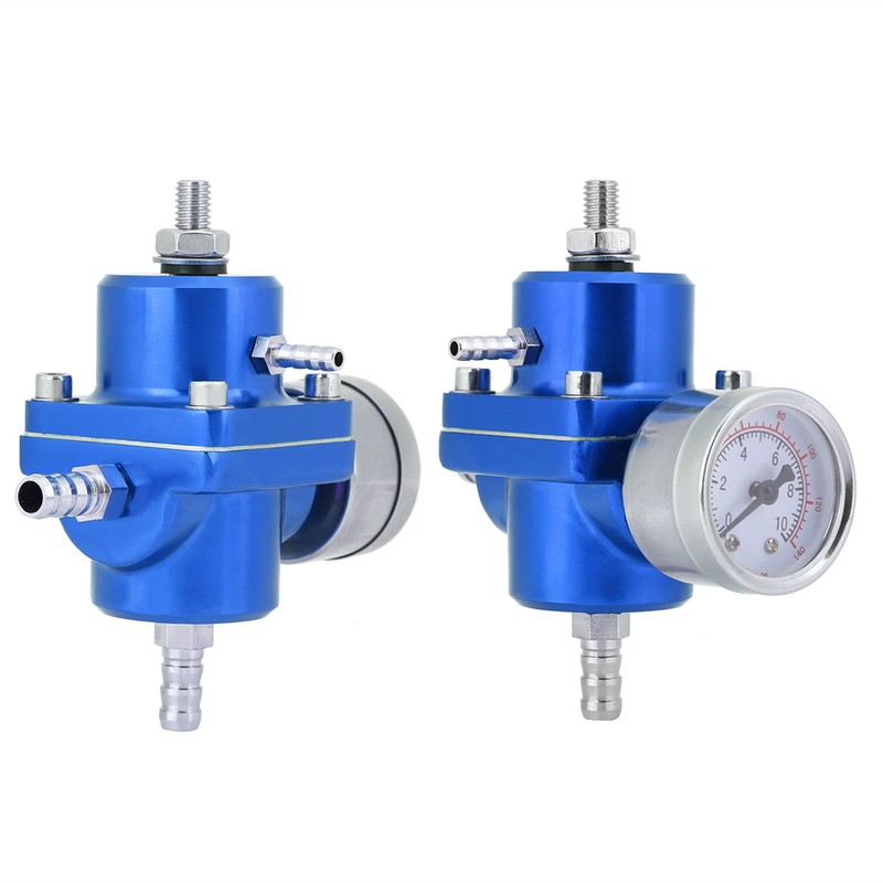 Universal Aluminum Fuel Pressure Regulator Gauge & Hose Kit 0-140