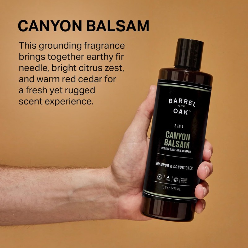 Barrel & Oak 2-in-1 Men's Shampoo and Conditioner, Cleanses Hair