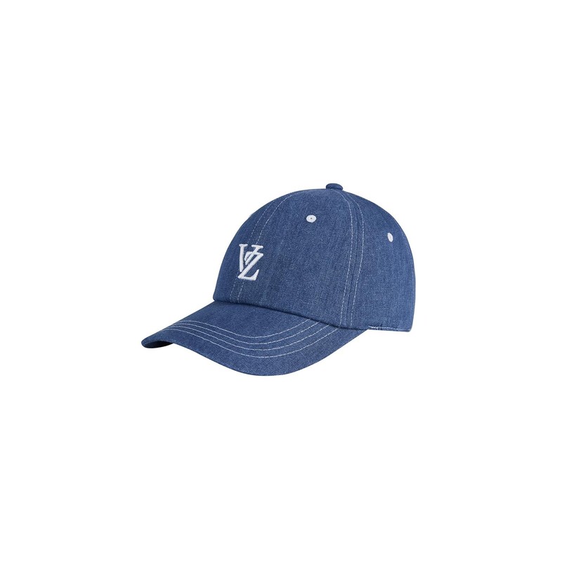VARZAR 3D Monogram Stitch Over Fit Ball Cap Blue Denim